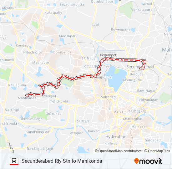 Secunderabad To Hyderabad Distance By Road 47Ld Route: Schedules, Stops & Maps - Manikonda (Updated)