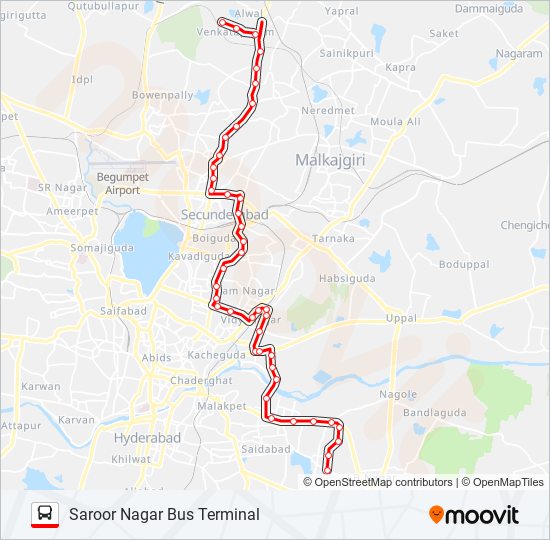 Saroor Nagar Route Map 21W107Vp Route: Schedules, Stops & Maps - Saroor Nagar Bus Terminal  (Updated)