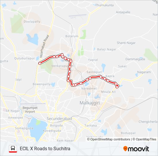 Suchitra X Roads Hyderabad Map 24S Route: Schedules, Stops & Maps - Suchitra (Updated)