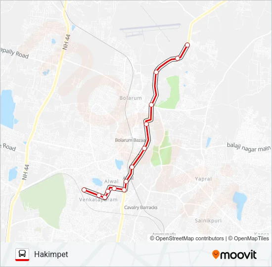 22/21W Bus Line Map