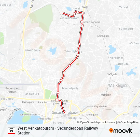 21-W Bus Line Map