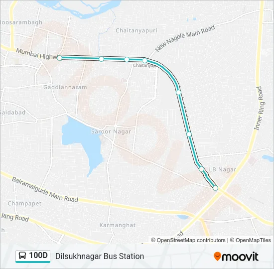 100D Bus Line Map