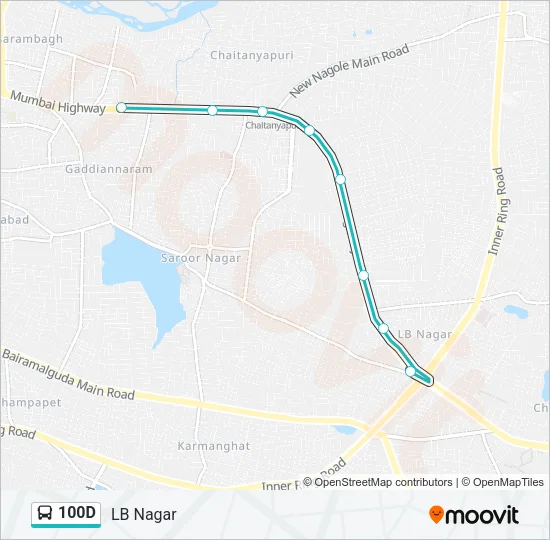 100D Bus Line Map