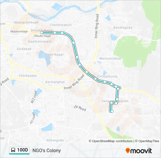 100D Bus Line Map