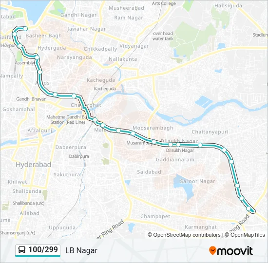 100/299 Bus Line Map