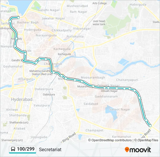 100/299 Bus Line Map