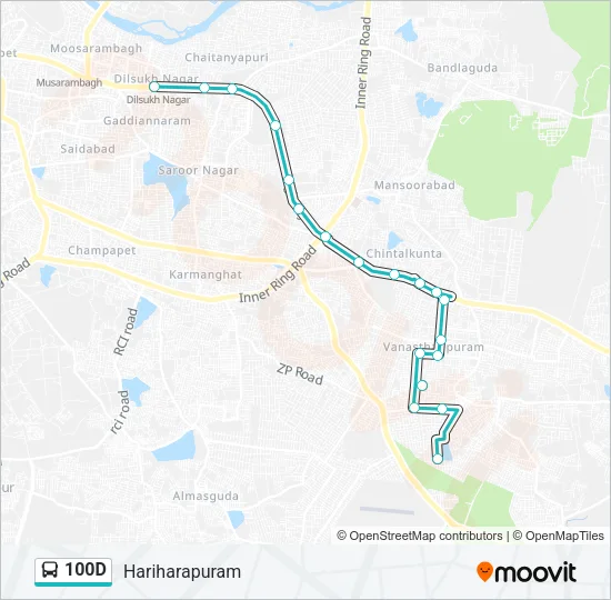 100D Bus Line Map