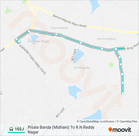 102J Bus Line Map
