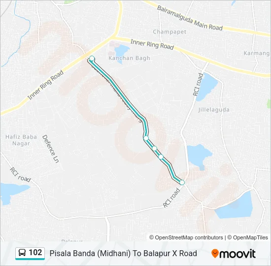 102 Bus Line Map
