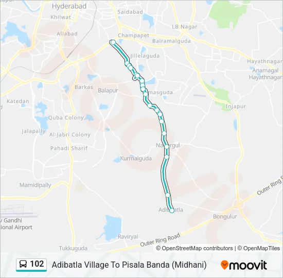 102 Bus Line Map