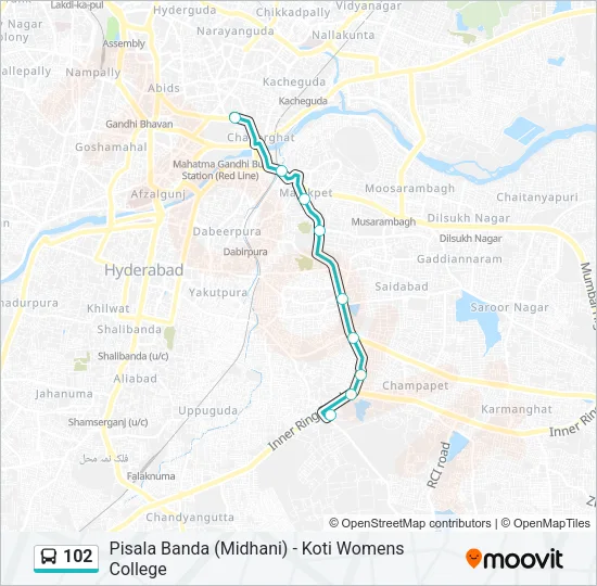 102 Bus Line Map