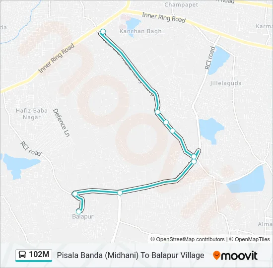 102M Bus Line Map