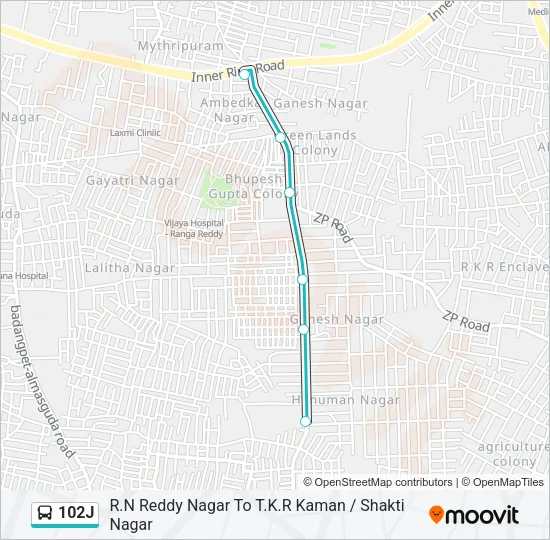 102J Bus Line Map
