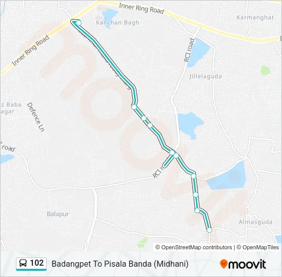 102 Bus Line Map
