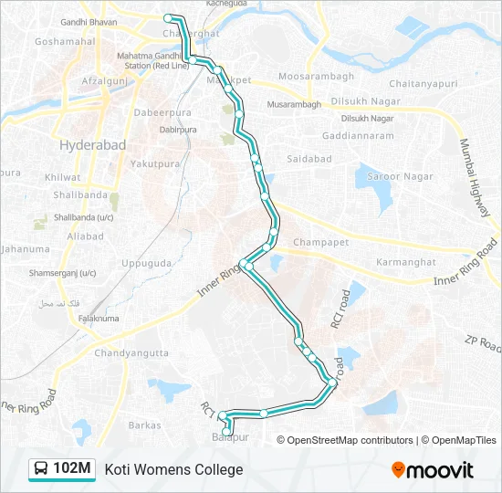 102M Bus Line Map