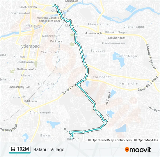 102M Bus Line Map