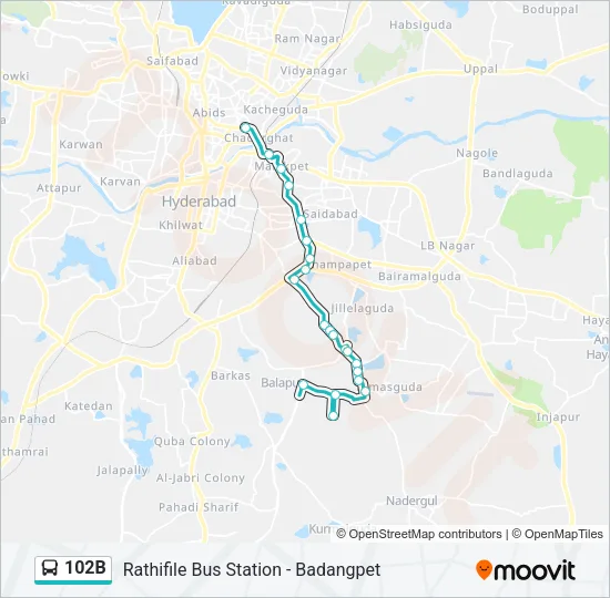 102B Bus Line Map
