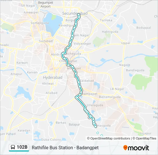 102B Bus Line Map