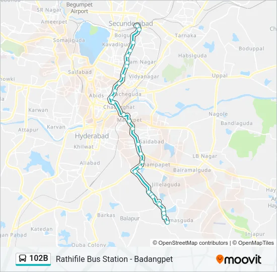 102B Bus Line Map