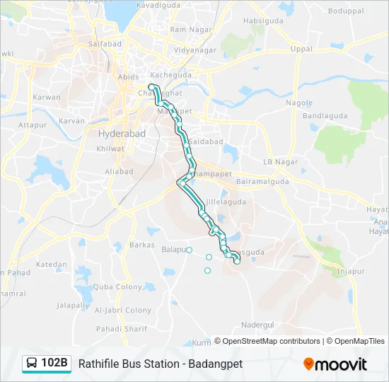 102B Bus Line Map