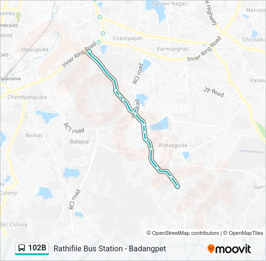 102B Bus Line Map