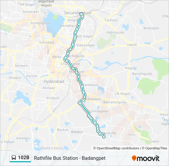 102B Bus Line Map