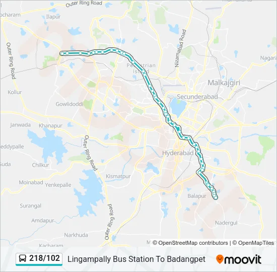 218/102 Bus Line Map