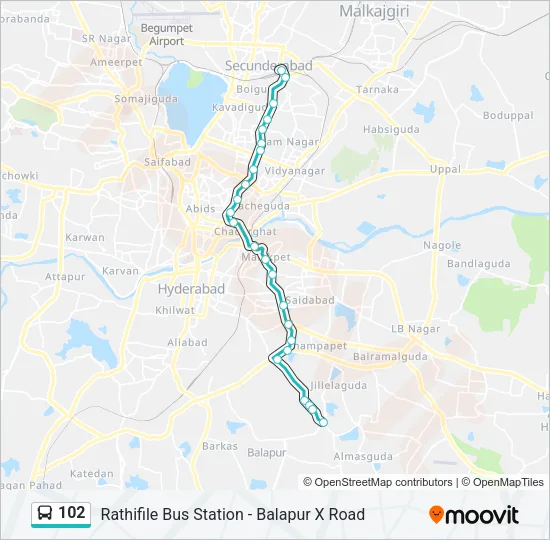 102 Bus Line Map