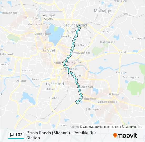102 Bus Line Map