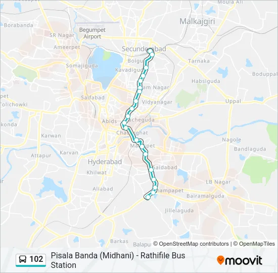 102 Bus Line Map