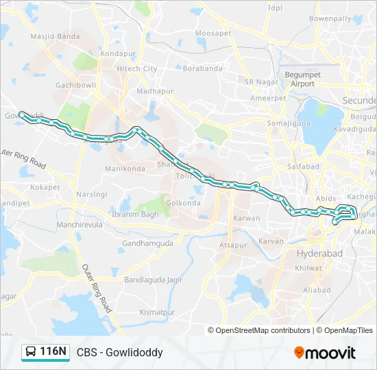 116N Bus Line Map