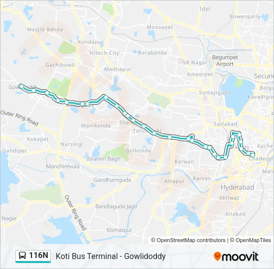 116N Bus Line Map