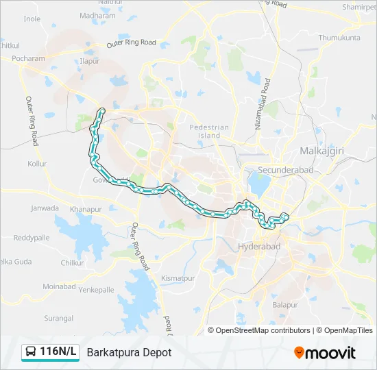 116N/L Bus Line Map