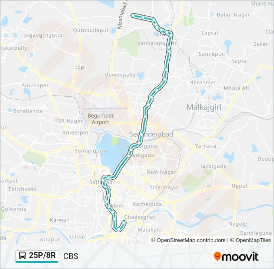 25P/8R Bus Line Map