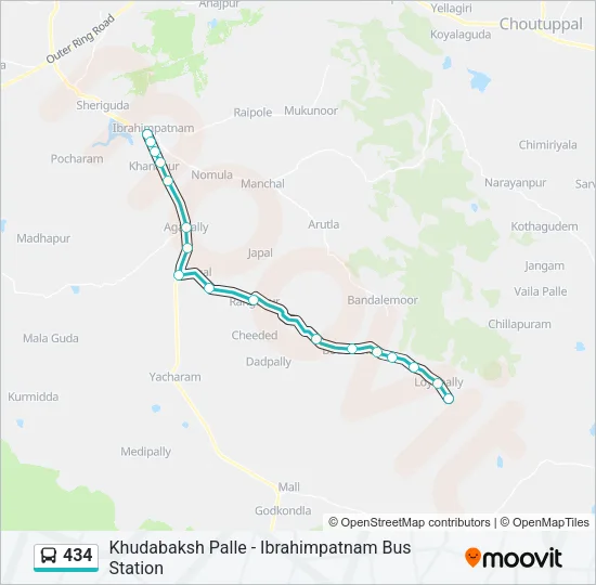 434 Bus Line Map