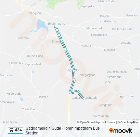 434 Bus Line Map