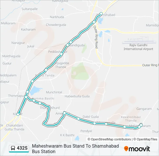 432S Bus Line Map
