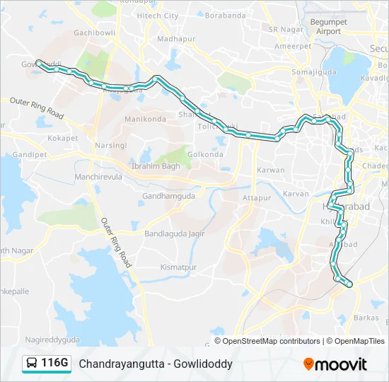 116G Bus Line Map