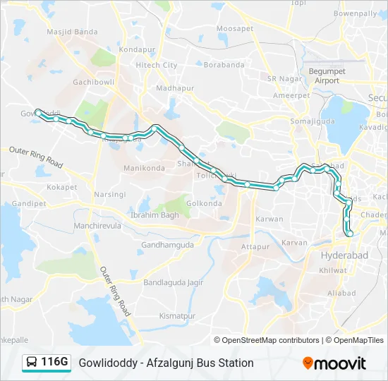 116G Bus Line Map