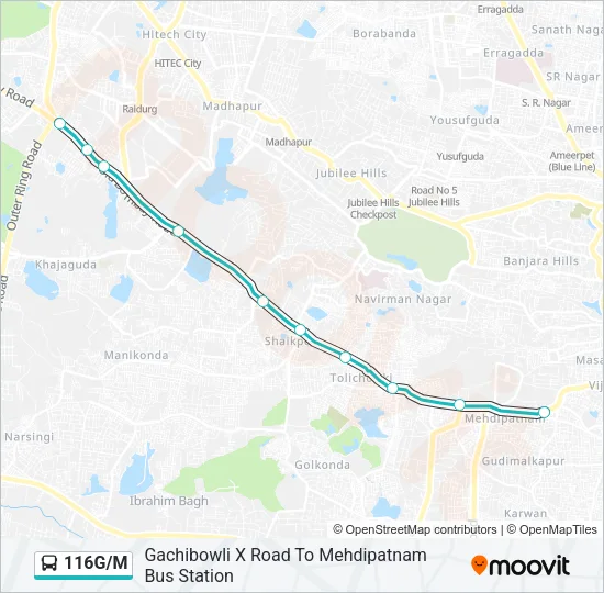 116G/M Bus Line Map