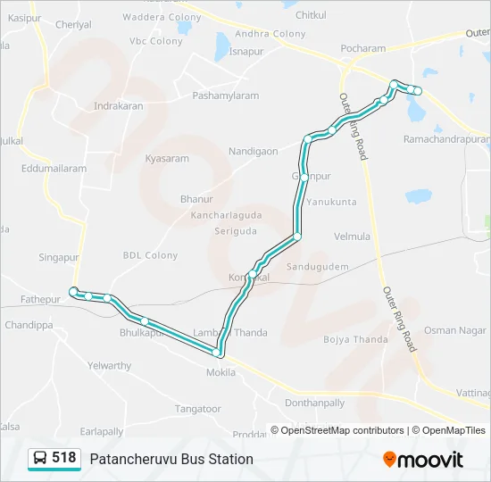 518 Bus Line Map