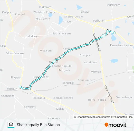 219S/502 Bus Line Map
