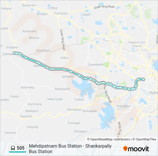 505 Bus Line Map