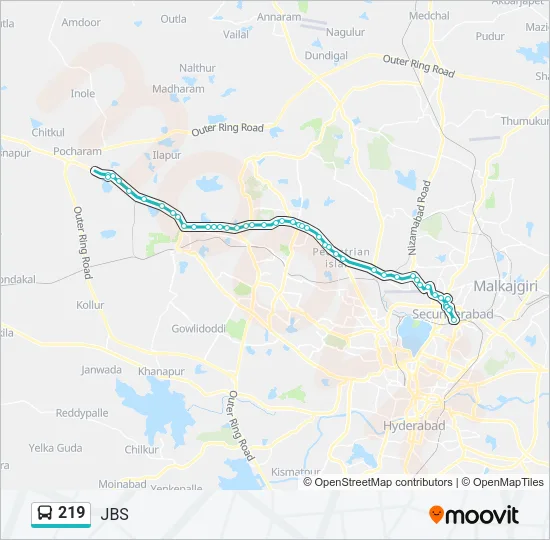 219 Bus Line Map