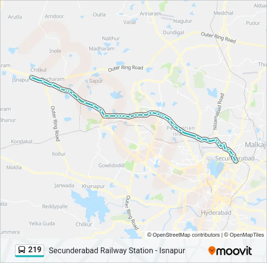 219 Bus Line Map