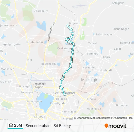 25M Route: Schedules, Stops & Maps - Secunderabad (Updated)