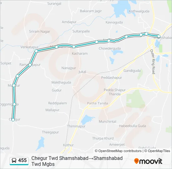 455 Route: Schedules, Stops & Maps - Chegur-Kothur‎→Shamshabad (Updated)