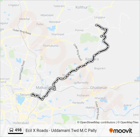 498 Route: Schedules, Stops & Maps - Secunderabad (Updated)