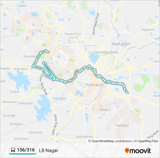 156316 Route: Schedules, Stops & Maps - LB Nagar (Updated)