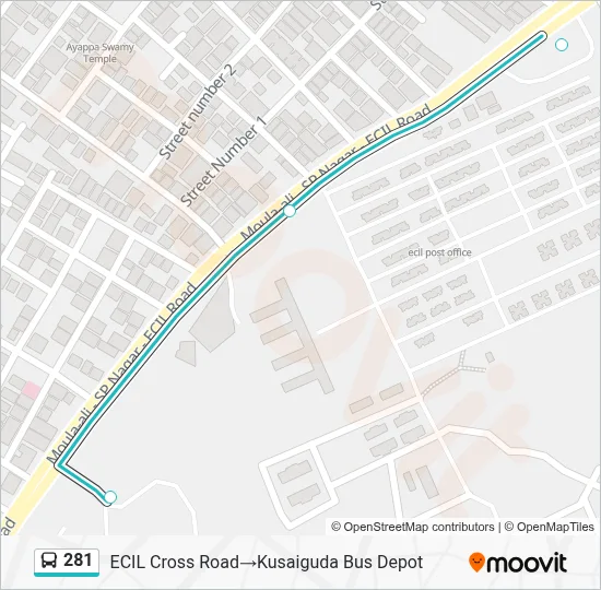 281 Route: Schedules, Stops & Maps - ECIL Cross Road‎→Kusaiguda Bus ...